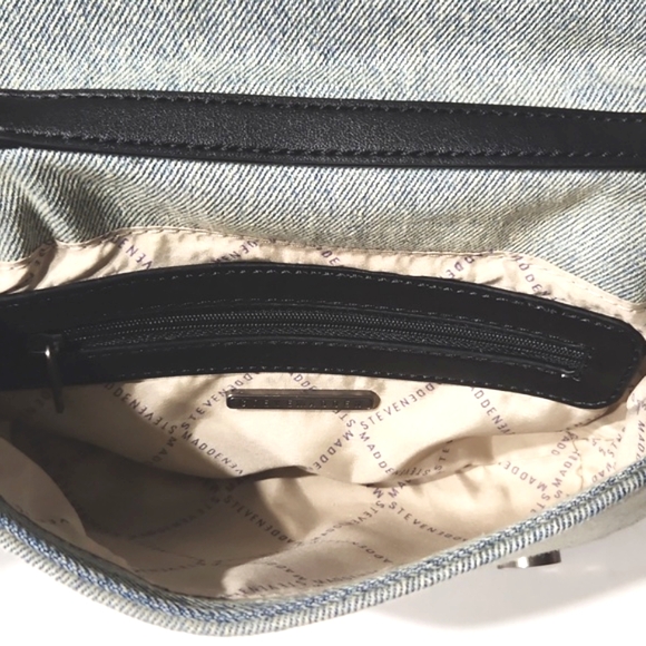 Steve Madden Washed Denim Rose Floral Crossbody Purse - Picture 5 of 14